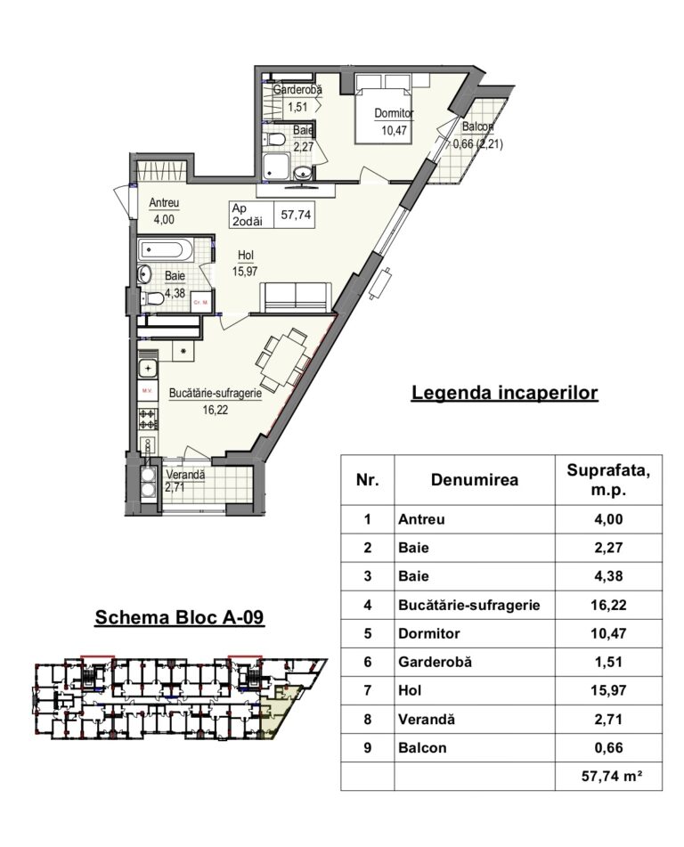 Ap. 2 camere 57.74m2