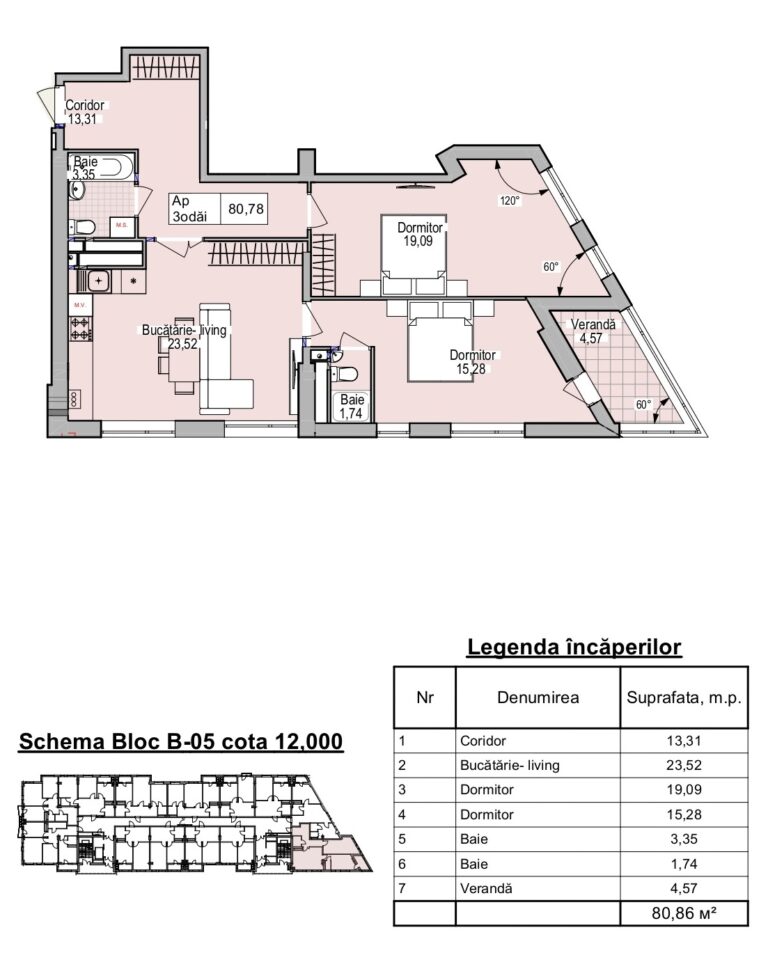 Apartament cu 3 camere